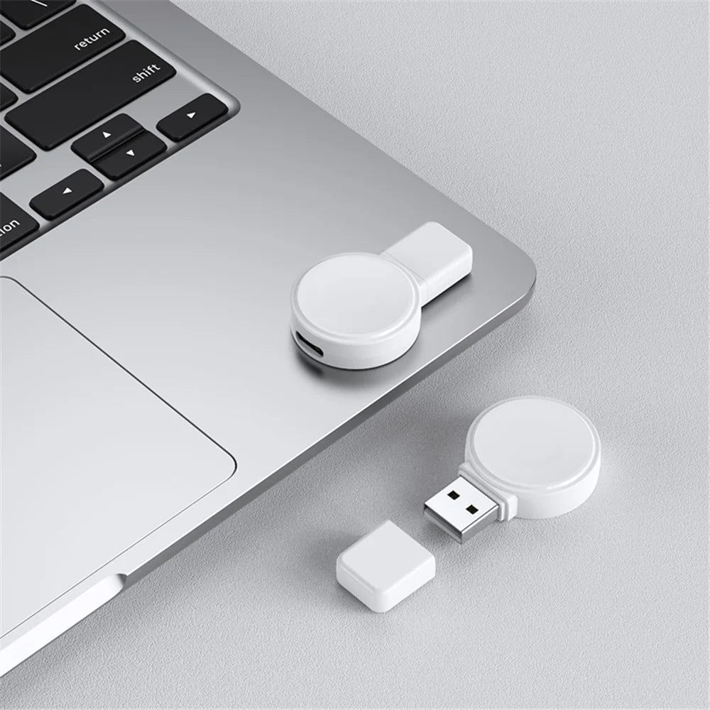 JJT-X53 For Apple Watch Series 1-8 Charger Mini Magnetic Wireless Charging Pad with USB Plug - White - 2