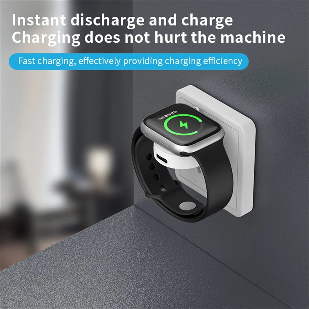 JJT-X53 For Apple Watch Series 1-8 Charger Mini Magnetic Wireless Charging Pad with USB Plug - White - 5