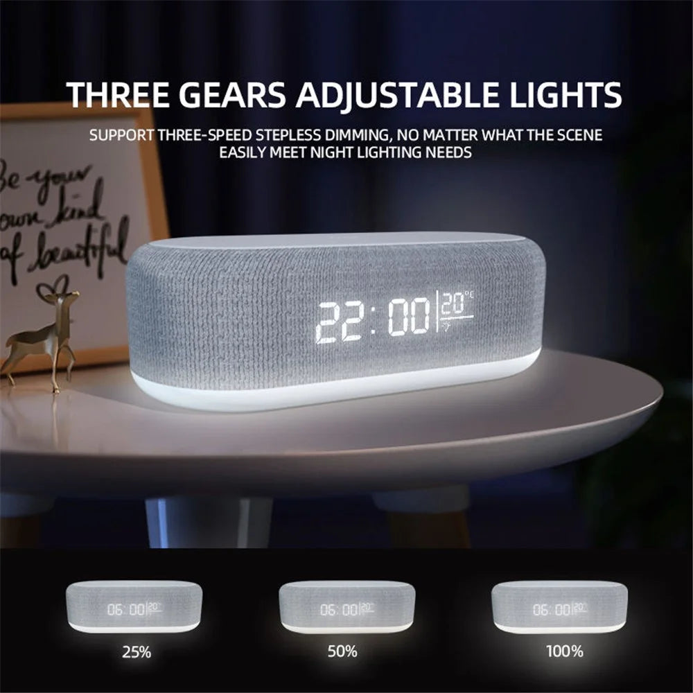 W852 Alarm Clocks 15W Wireless Charger 3 Modes Stepless Dimmable Night Lights with Temperature Display - 2