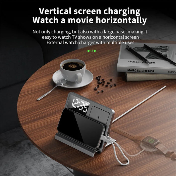 W528 3 in 1 Wireless Charger for Phone  /  Watch  /  Earphone Multi-function Phone Charging Holder Clock Night Light - 4