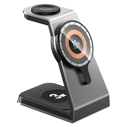 REMAX RP-W85 Zunya Series 20.5W Aluminum Alloy 3-in-1 Magnetic Wireless Charger Stand Cell Phone Charging Station - 1