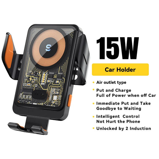 ESSAGER T11 Wireless Charger Smart Car Charger Phone Holder 360 Degree Rotating Air Vent Charger Mount - 2