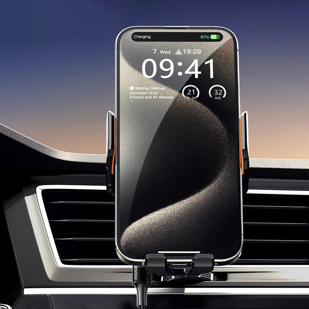 ESSAGER T11 Wireless Charger Smart Car Charger Phone Holder 360 Degree Rotating Air Vent Charger Mount - 4