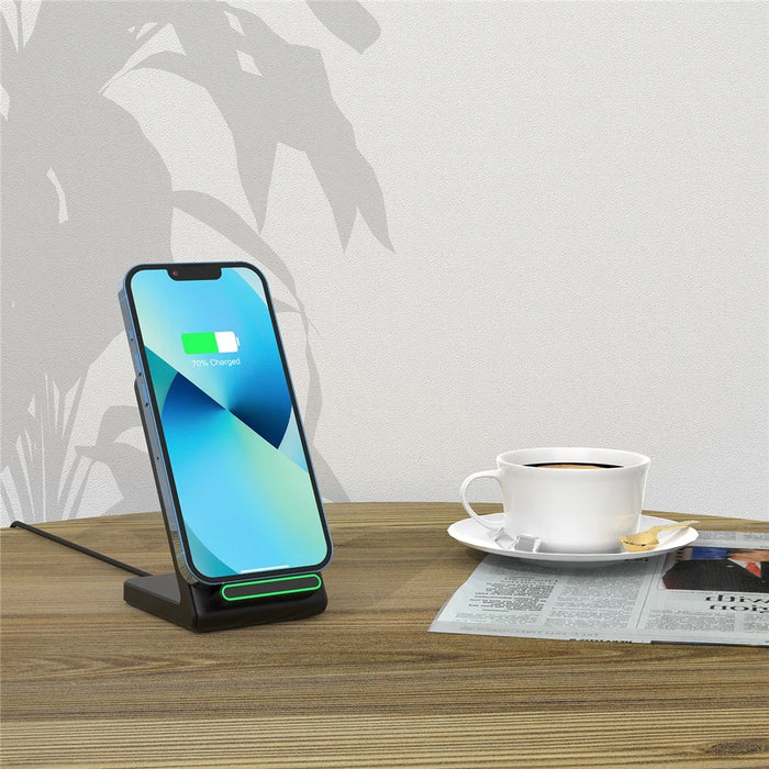 YF-F3 15W Fast Wireless Charging Stand Mobile Phone Desktop Cordless Charger (CE, FCC) - Black - 7