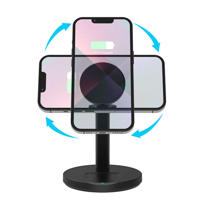 M9 Wireless Charger for Cell Phone Aluminum Alloy 3-in-1 15W Fast Magnetic Charging Stand - Black - 3