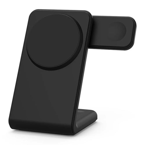 M7 For iPhone 12-15 / iWatch / AirPods 3-in-1 Magnetic Wireless Charger 15W Fast Charging Stand Holder (CE, FCC, RoHS, UKCA) - Black - 1