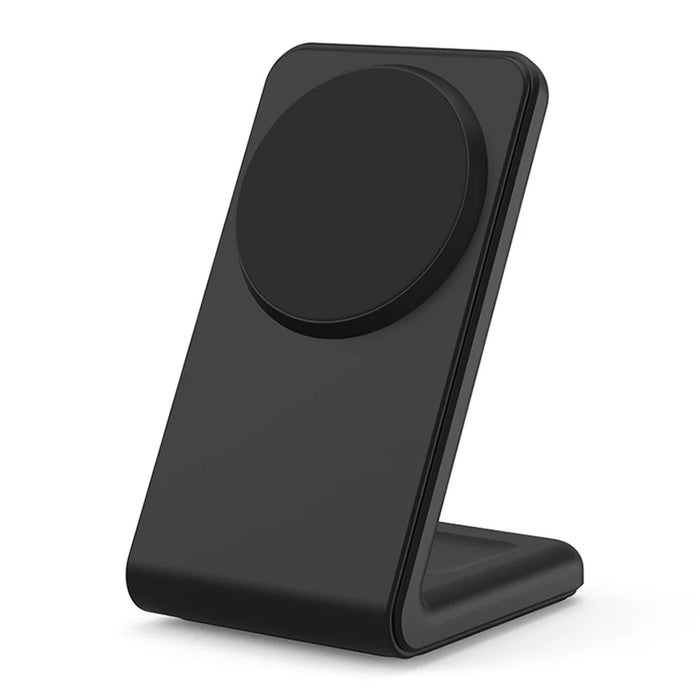 M2A 2-in-1 Magnetic Wireless Charger Vertical Charging Stand for AirPods Pro / iPhone (CE / FCC / ROHS / UKCA Certificate) - Black+Black Silicone - 1