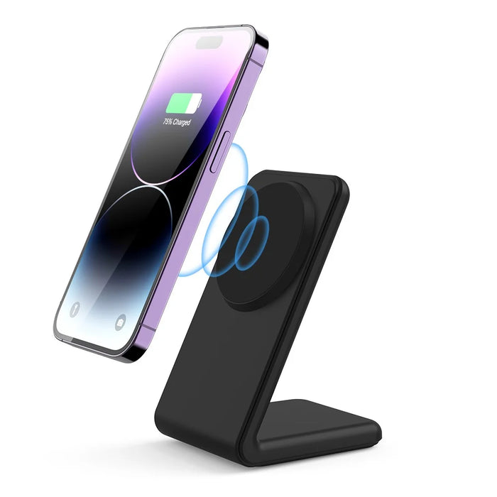 M2 15W Wireless Charging Stand for iPhone 12 / 13 / 14 / 15 Series Magnetic Wireless Charger (CE FCC ROHS UKCA) - Black - 2