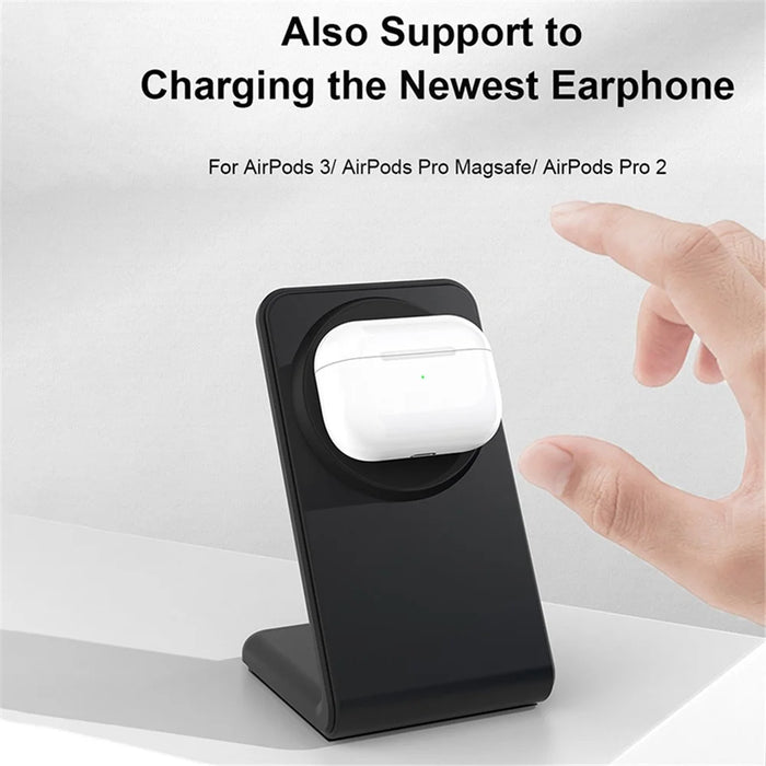 M2 15W Wireless Charging Stand for iPhone 12 / 13 / 14 / 15 Series Magnetic Wireless Charger (CE FCC ROHS UKCA) - Black - 6