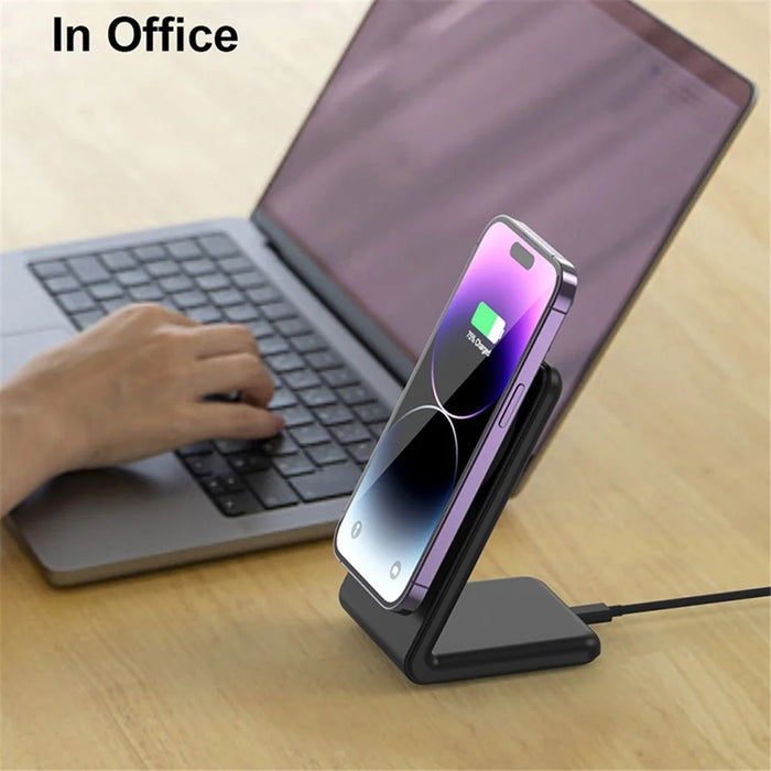 M2 15W Wireless Charging Stand for iPhone 12 / 13 / 14 / 15 Series Magnetic Wireless Charger (CE FCC ROHS UKCA) - Black - 7