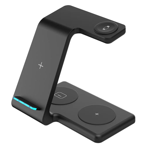 T5 4-in-1 Wireless Charger Desk Dock for Phone / Earphones / Smart Watch (Qi / CE / FCC / ROHS / UKCA / PSE Certificate) - Black - 1