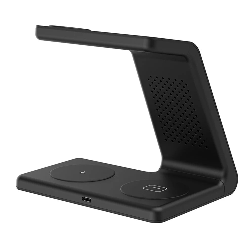 T5 4-in-1 Wireless Charger Desk Dock for Phone / Earphones / Smart Watch (Qi / CE / FCC / ROHS / UKCA / PSE Certificate) - Black - 2