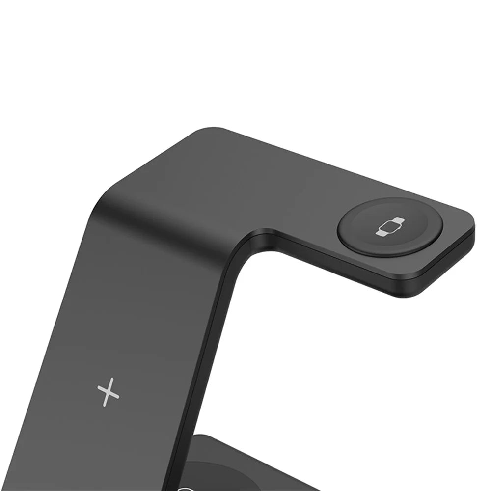 T5 4-in-1 Wireless Charger Desk Dock for Phone / Earphones / Smart Watch (Qi / CE / FCC / ROHS / UKCA / PSE Certificate) - Black - 3