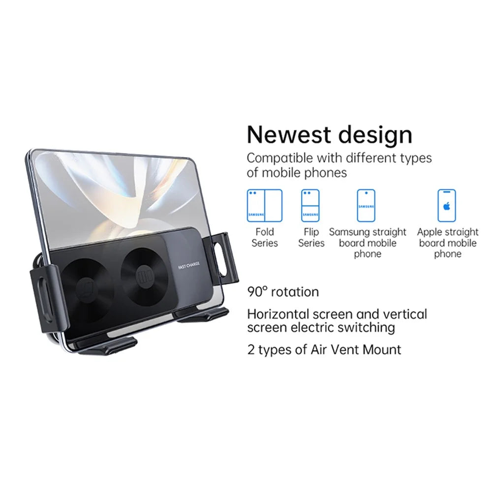 S20A For Samsung Folding Screen Mobile Phone Bracket Car Air Vent Wireless Charger - 7