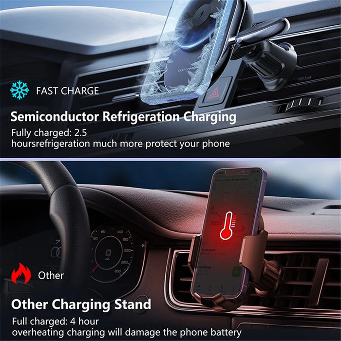 S17 Car Air Outlet Semiconductor Cooling Magnetic Wireless Charger for Apple Watch / iPhone 12-15 - 4