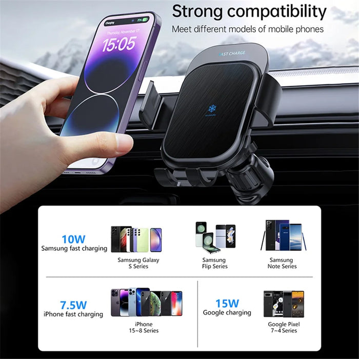 Z100A Semiconductor Cooling Dual Coil Car Wireless Charger for iPhone 15 / Samsung Galaxy Z Flip - 7