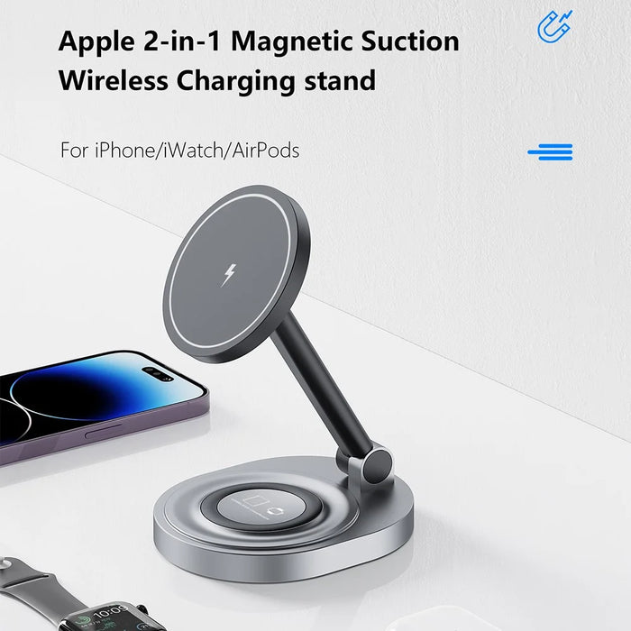 W14 3-in-1 Magnetic Wireless Charger for iPhone 12-15 Series, iWatch, AirPods Charging Stand - 3