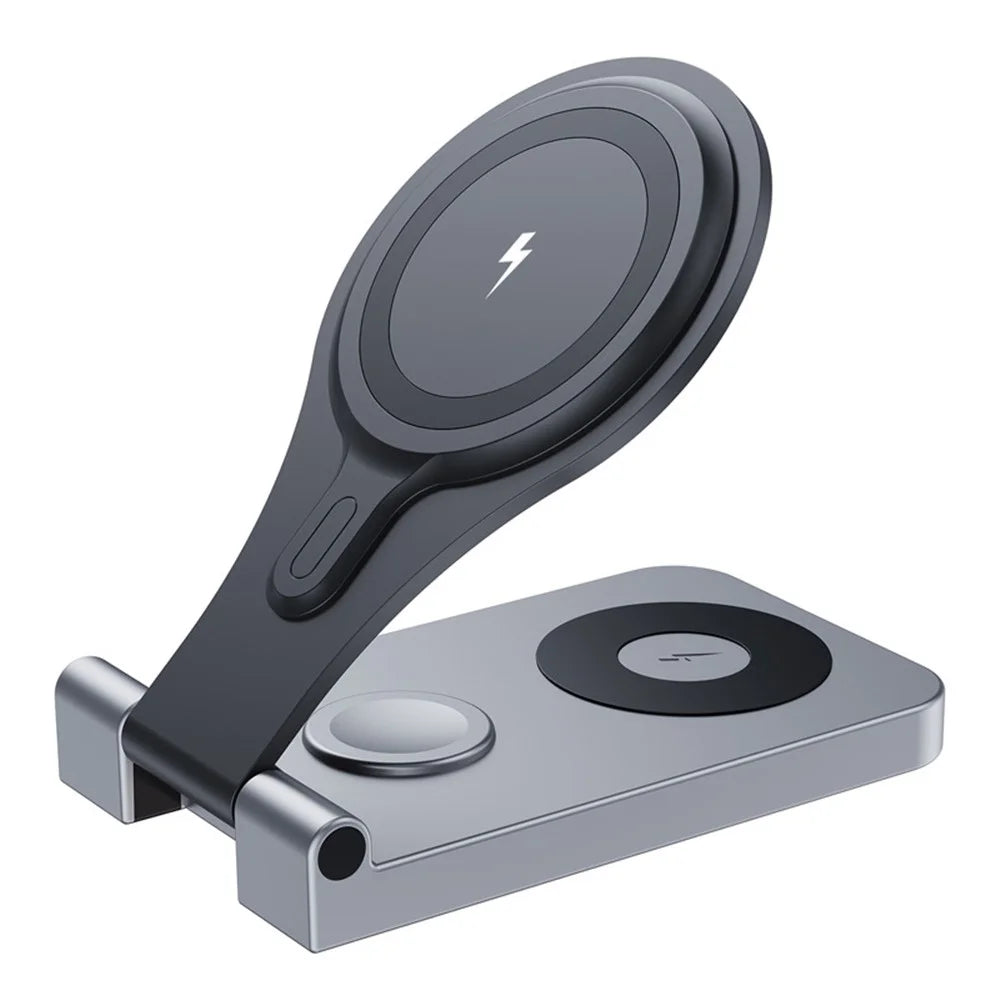 W13 3-in-1 Magnetic Wireless Charger Portable Folding Charging Station for iPhone 12 / 13 / 14 / 15 Series, AirPods, iWatch - 1