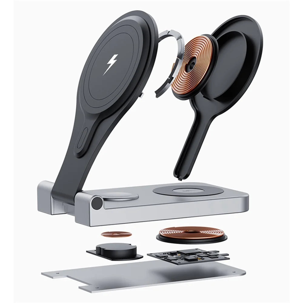 W13 3-in-1 Magnetic Wireless Charger Portable Folding Charging Station for iPhone 12 / 13 / 14 / 15 Series, AirPods, iWatch - 6