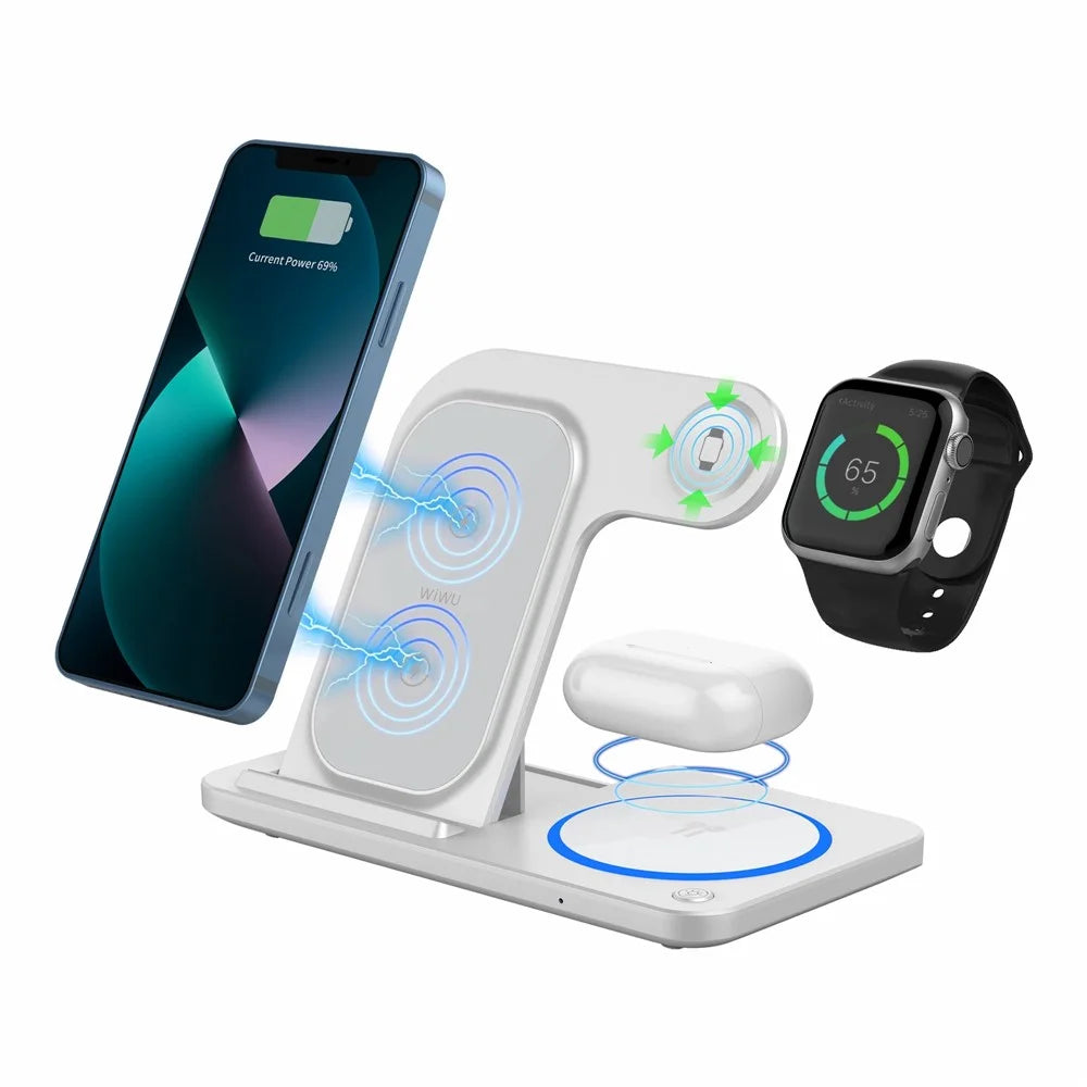 WIWU Wi-W020 Folding 3-in-1 15W Magnetic Wireless Charger Cell Phone Charging Stand - 3
