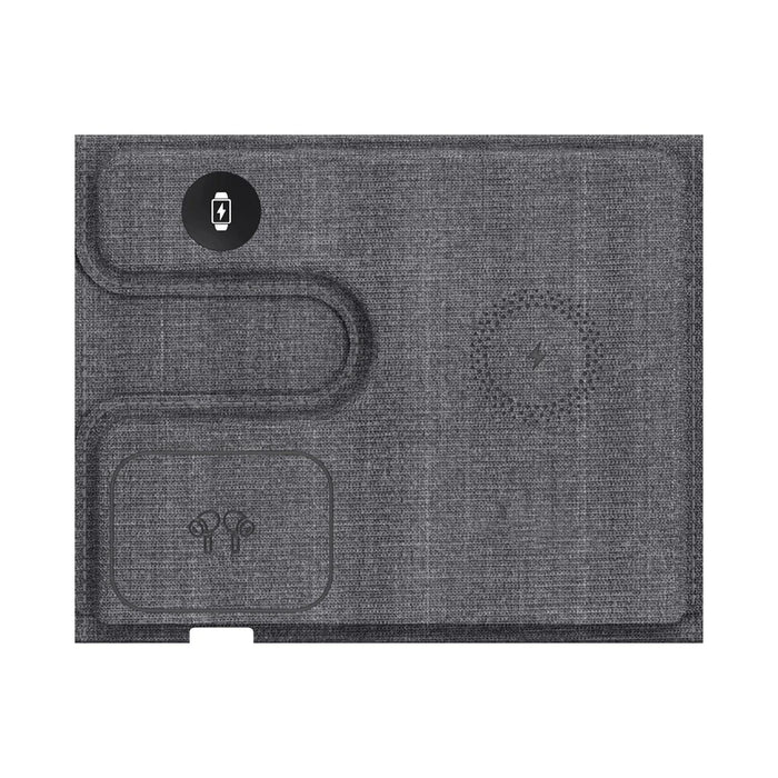 GY-17AIR 3-in-1 PU Leather Foldable Wireless Charger Phone Watch Earphone Charging Stand - 6
