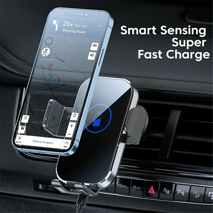 X10 15W Wireless Fast Charging Car Charger Phone Holder Mount Cell Phone Bracket Stand - Silver - 2
