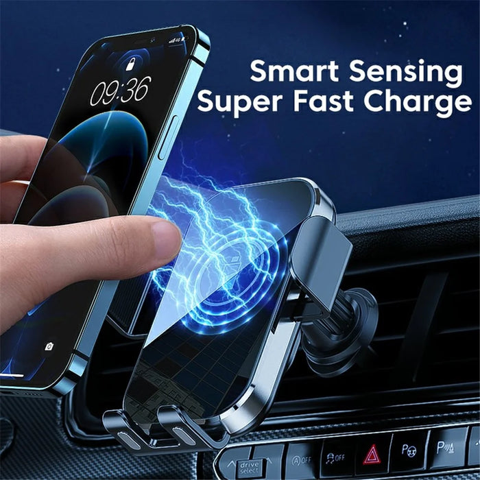 X10 15W Wireless Fast Charging Car Charger Phone Holder Mount Cell Phone Bracket Stand - Silver - 4
