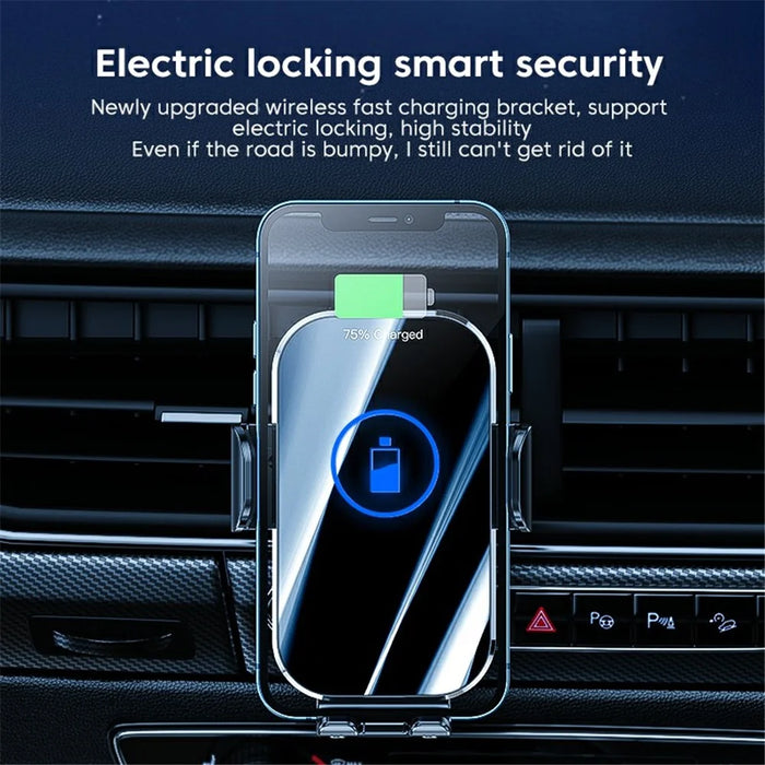 X10 15W Wireless Fast Charging Car Charger Phone Holder Mount Cell Phone Bracket Stand - Silver - 5