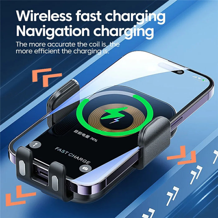 X12 Car Air Vent Touch Sensing Wireless Phone Charger Mount Cell Phone Bracket - Black - 2