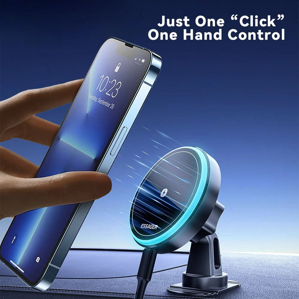 ESSAGER Car Air Outlet+Adhesive Car Mount Magnetic Wireless Charger Phone Bracket Holder - 5