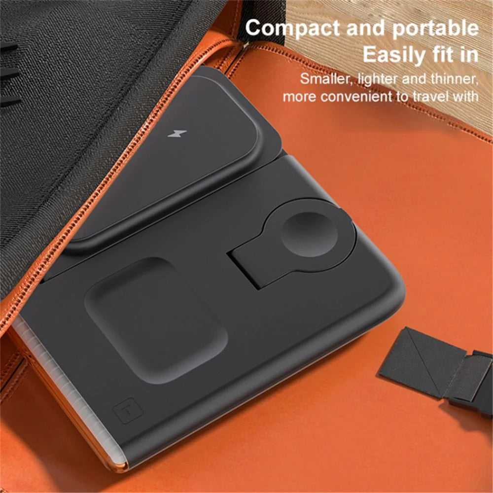 C27 15W Foldable Wireless Charger Magnetic Charging Pad with Ambient Light - Black - 6