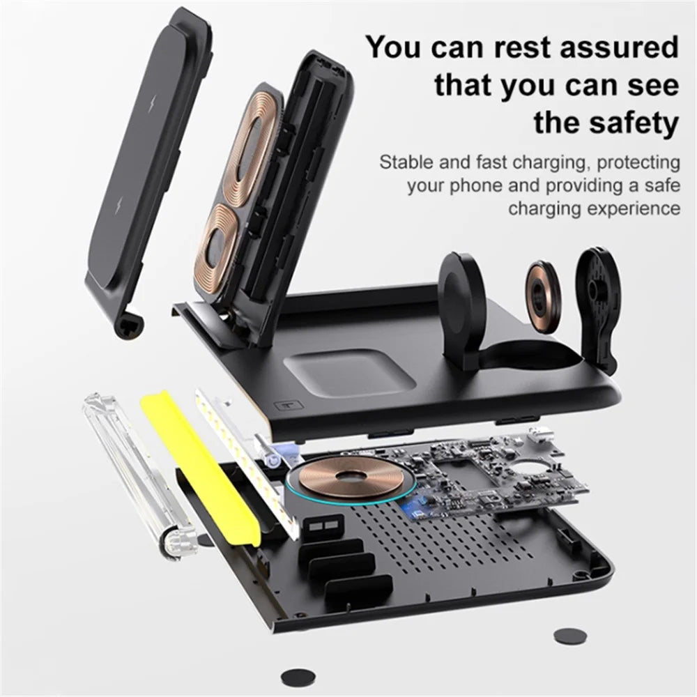 C27 15W Foldable Wireless Charger Magnetic Charging Pad with Ambient Light - Black - 7