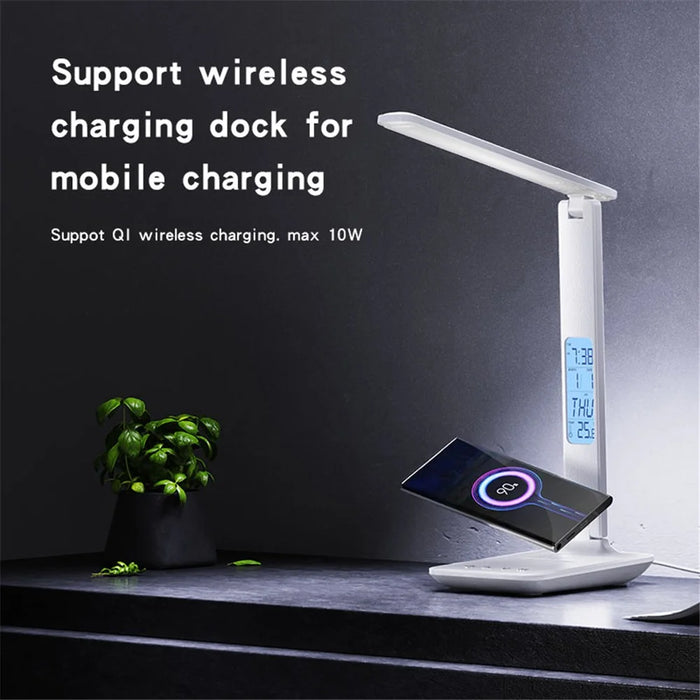 YESIDO DS20 LED Desk Lamp 10W Wireless Charging Function Time Temperature Display Table Light - 3