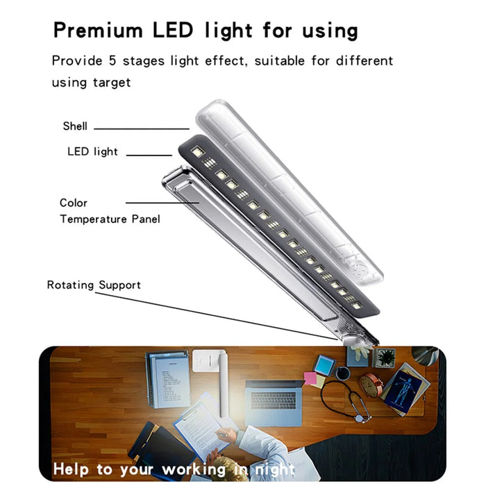YESIDO DS20 LED Desk Lamp 10W Wireless Charging Function Time Temperature Display Table Light - 6