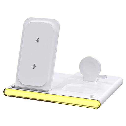 C27 3-in-1 Wireless Charger Station with Night Light for Apple / Samsung Smart Watch / iPhone / AirPods - White - 1