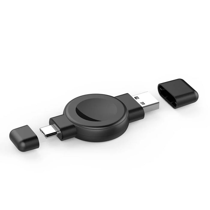 X512 For Apple Samsung Universal Watch Charger Mini Magnetic Wireless Charging Pad with Type-C+USB Plug - Black - 1