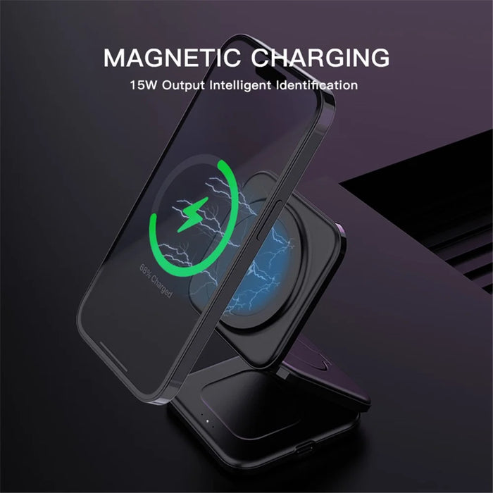 Z8 3-in-1 Foldable Charging Station 15W Magnetic Wireless Charger with Adjustable Angles - White - 3