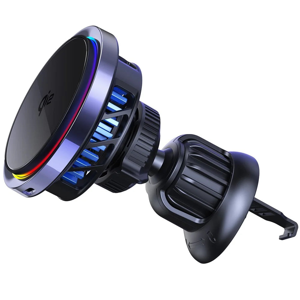 S23 Semiconductor Cooling Qi2 15W Car Air Outlet Phone Magnetic Wireless Charger, Tempered Glass Panel - 2