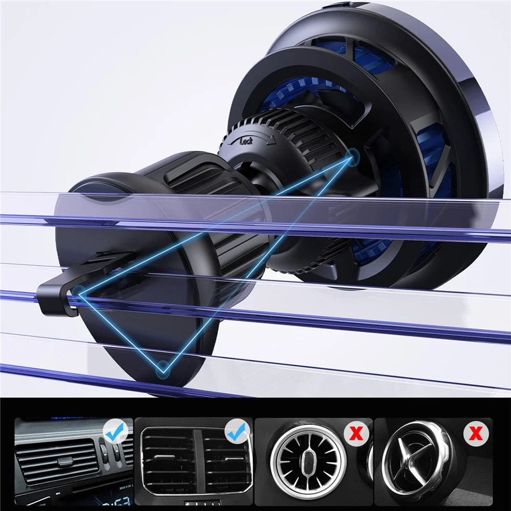 S23 Semiconductor Cooling Qi2 15W Car Air Outlet Phone Magnetic Wireless Charger, Tempered Glass Panel - 7