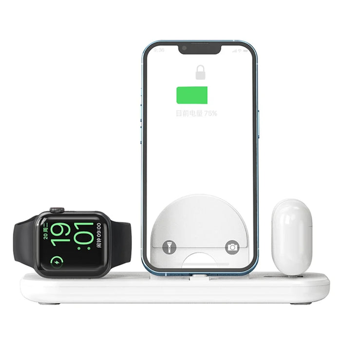 A32 3-in-1 Foldable Charging Station with iP Connector for iPhone / Apple Watch / AirPods - White - 2