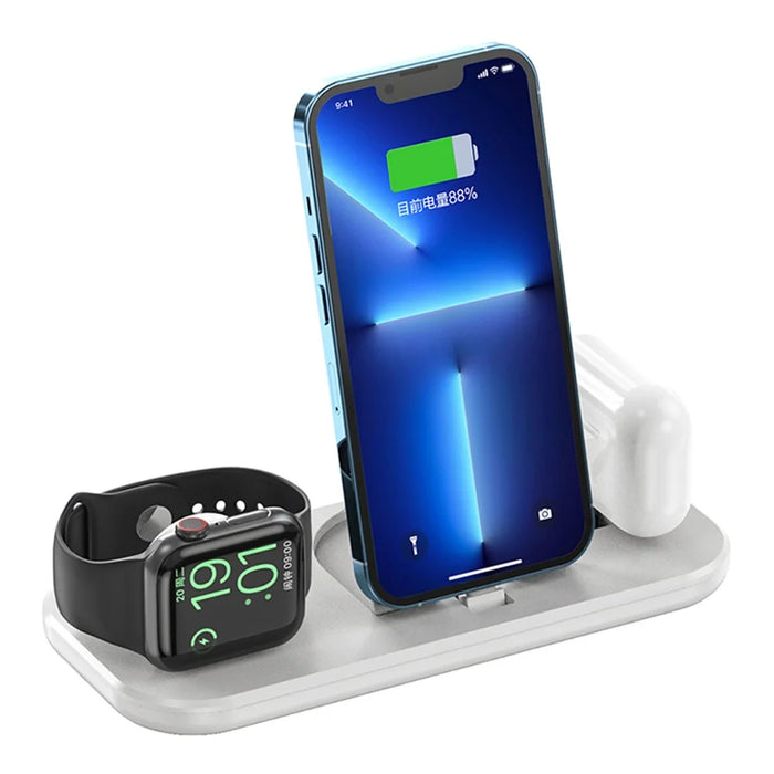 A32 3-in-1 Foldable Charging Station with iP Connector for iPhone / Apple Watch / AirPods - White - 3