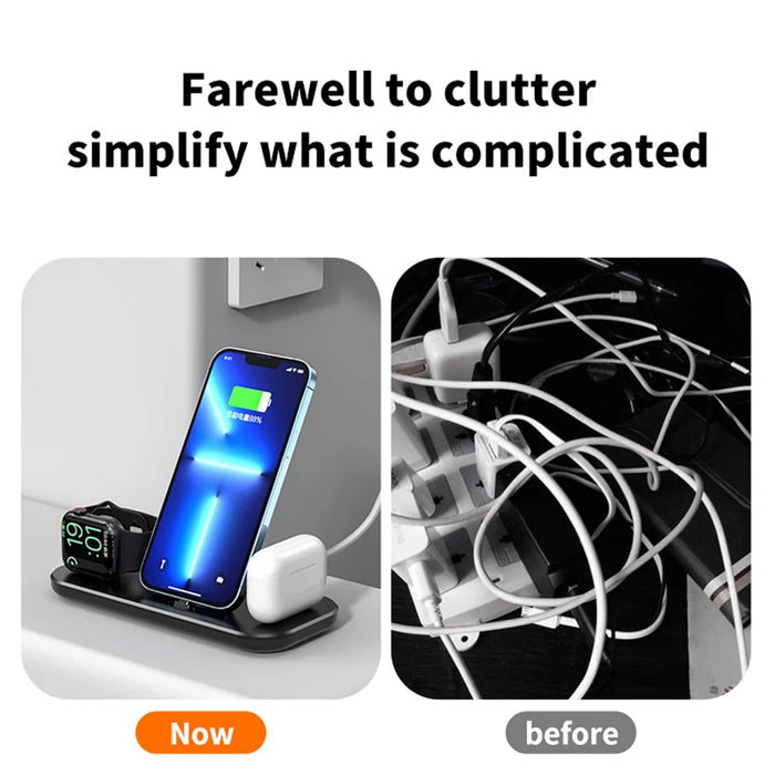A32 3-in-1 Foldable Charging Station with iP Connector for iPhone / Apple Watch / AirPods - White - 5