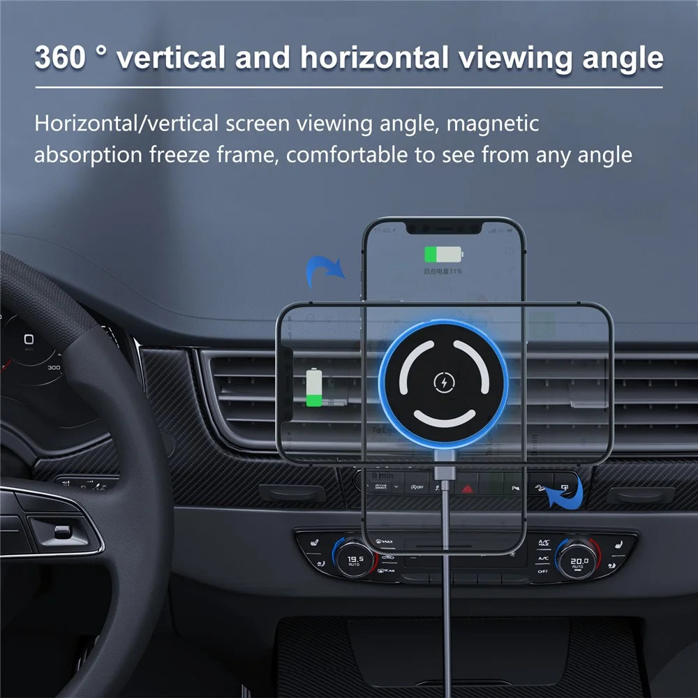 M68 15W Magnetic Car Phone Holder Aluminum Alloy Wireless Car Phone Charger with Light - 3