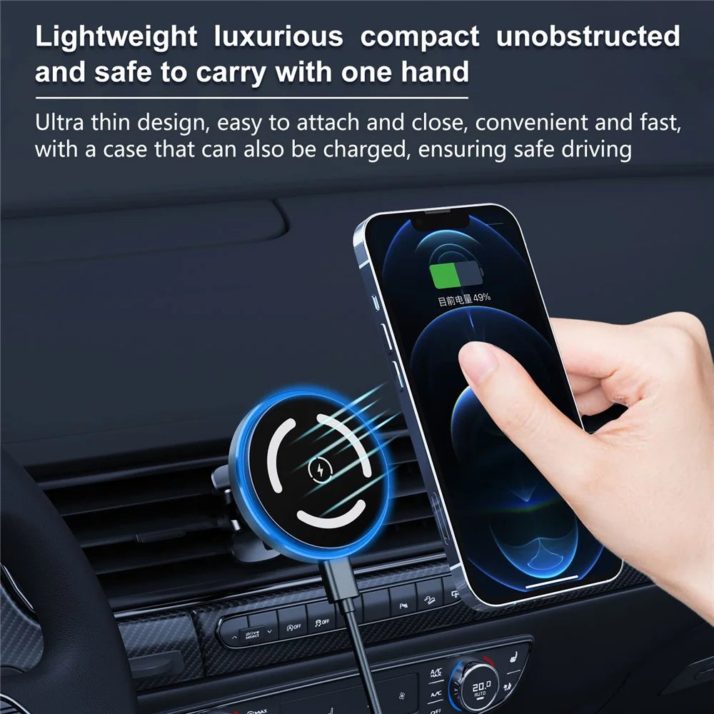 M68 15W Magnetic Car Phone Holder Aluminum Alloy Wireless Car Phone Charger with Light - 4