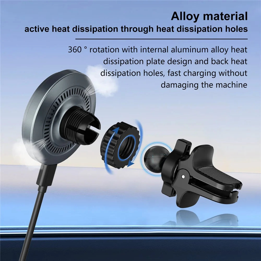 M68 15W Magnetic Car Phone Holder Aluminum Alloy Wireless Car Phone Charger with Light - 5
