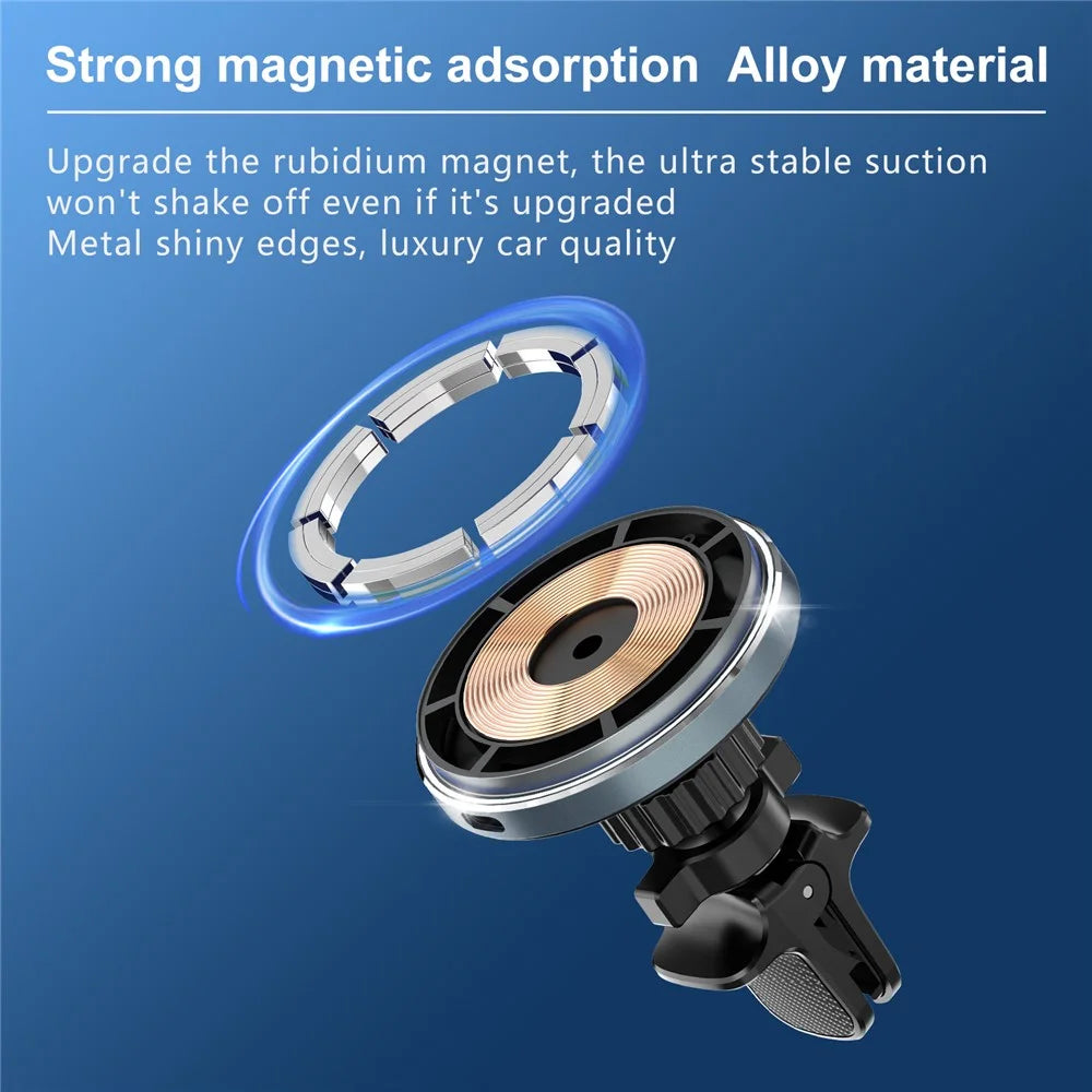M68 15W Magnetic Car Phone Holder Aluminum Alloy Wireless Car Phone Charger with Light - 6