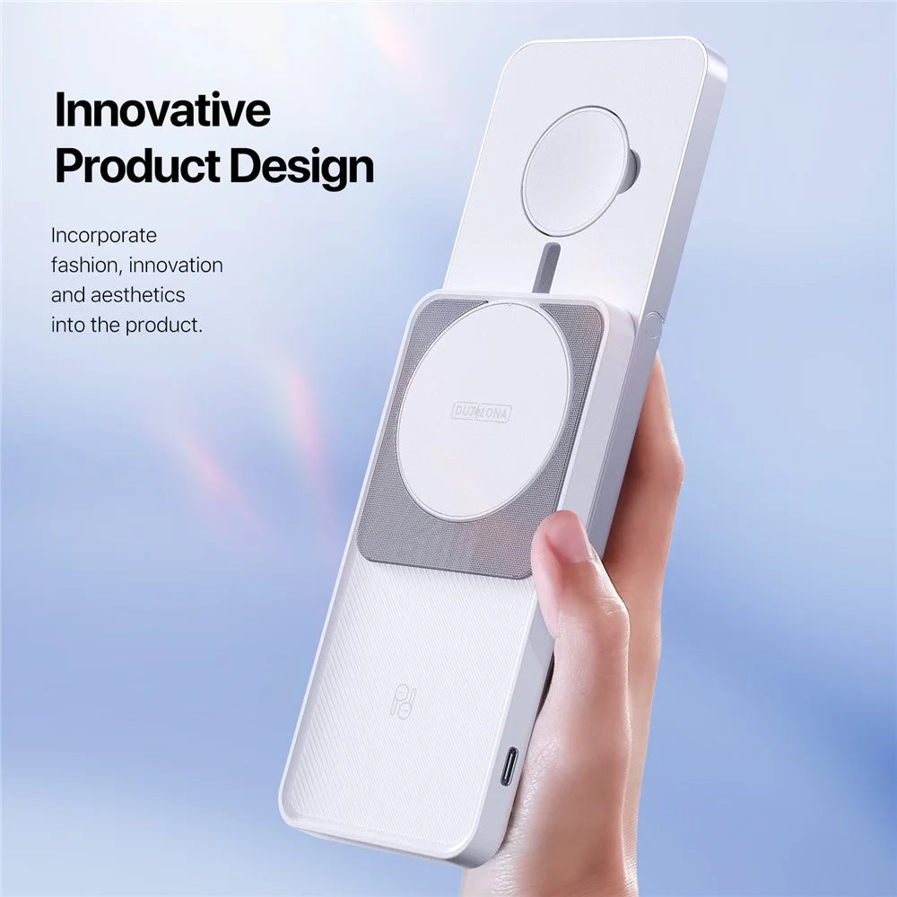 DUZZONA W19 15W Wireless Charger for iPhone 16 Series / Apple Watch 10 / AirPods 4 3-in-1 Sliding Charging Station Stand - White - 6