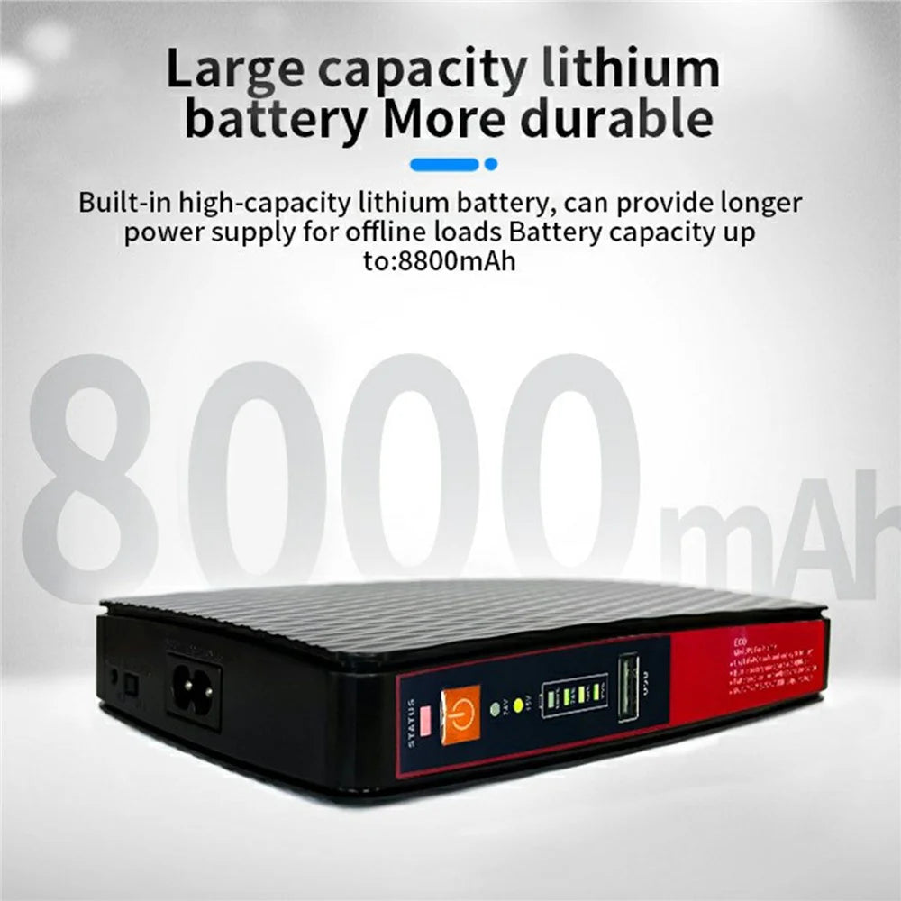 POE418P Mini UPS Battery Backup 8000mAh 5V 9V 12V 18W WiFi Router Power Supply - Black - 6