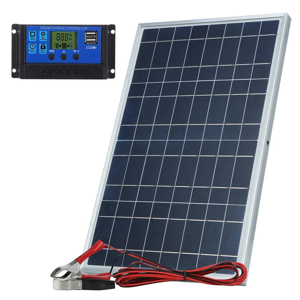10W 12V Solar Panel Battery Charger with 10A Controller for Vehicle, Gate Opener, Electrical Fence - 1