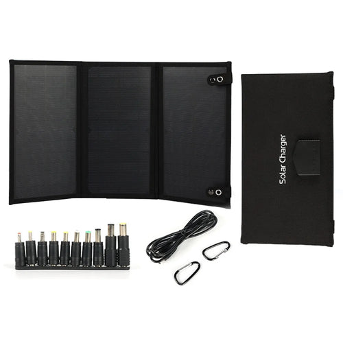 30W Foldable Solar Panel DC+USB+Type-C Outputs Portable Charger for Outdoor Camping Hiking - Black - 1